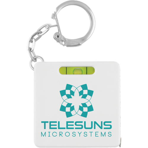 Spirit Level Tape Measure Keyrings in White