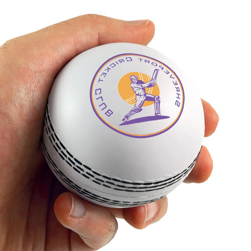 Promotional printed Stress Cricket Balls available in off white from Total Merchandise