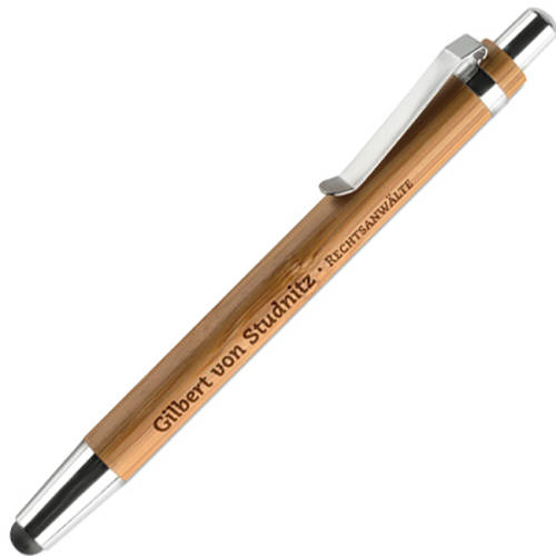 Bamboo Touch Screen Ballpens in Natural Wood/Silver