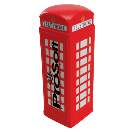 Promotional branded Stress Telephone Box available in red from Total Merchandise