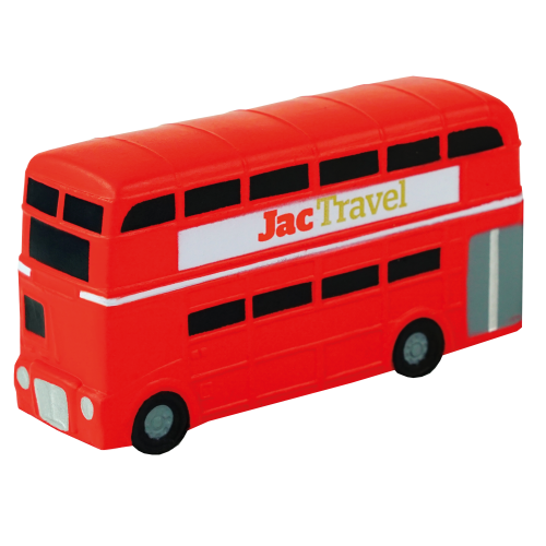 Custom printed Stress Double Decker Bus in red from Total Merchandise