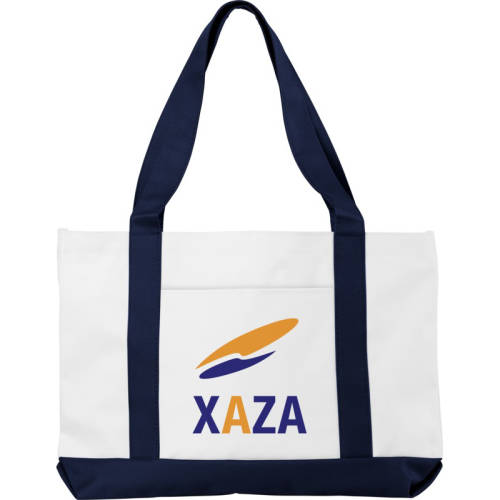 Madison Tote Bags in White/Navy Blue