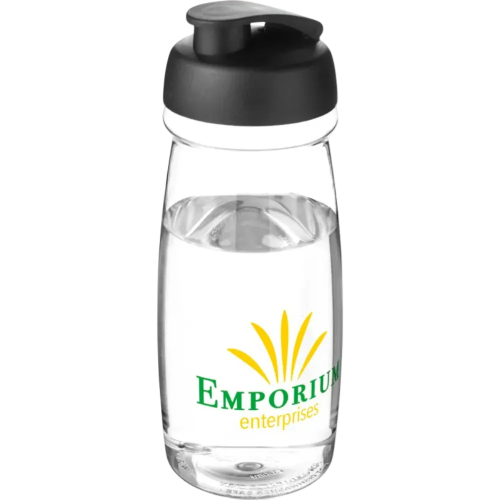 600ml Pulse Sports Bottles with Flip Lid in Transparent/Black