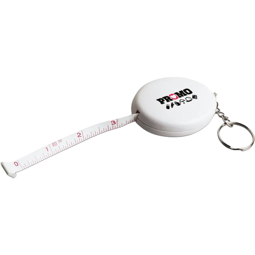 Printed Tailors Tape Measure Keyrings Available In White From Total Merchandise.