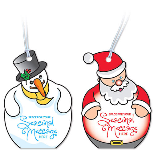 Our promotional Christmas decorations are printed with your full-colour logo on both sides.