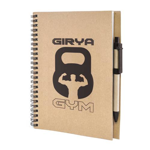 Promotional A5 Recycled Card Notebook and Pen with logos