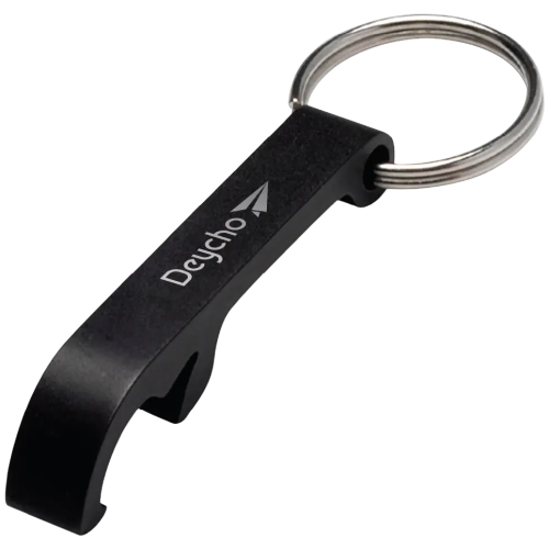 Promotional Black Metal Bottle Opener Keyholders Engraved with Your Logo from Total Merchandise