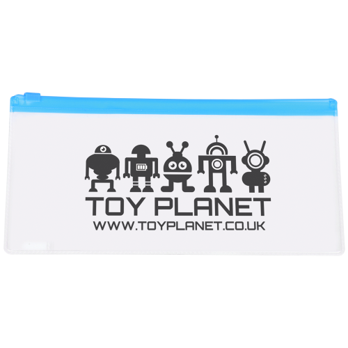 Promotional PVC Transparent Pencil Case in Transparent/Light Blue from Total Merchandise