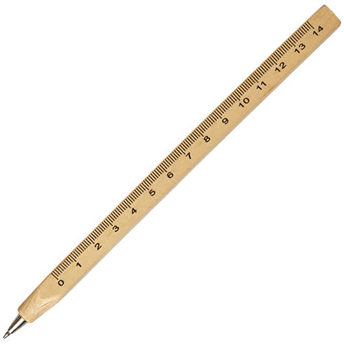 Promotional Carpenters Wooden Ruler Ballpens featuring imprinted rulers to one side