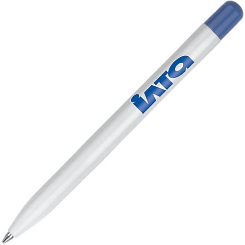 Promotional Challenger 1 Mini Pen in White/Blue Printed with a Logo by Total Merchandise