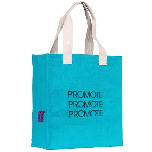 Dargate Medium Jute Tote Bags in Bright Blue