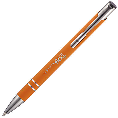 Custom Engraved Express Beck Soft Feel Metal Ballpens in Amber from Total Merchandise