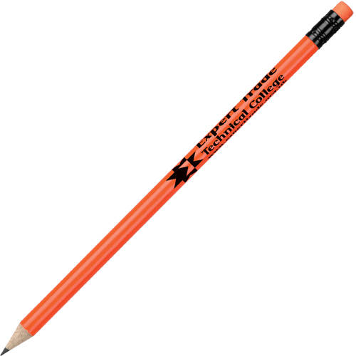 Promotional Fluorescent Pencils in Orange Printed with a Logo by Total Merchandise