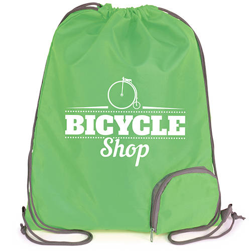 Custom printed Folding Polyester Drawstring Bags for business gifts