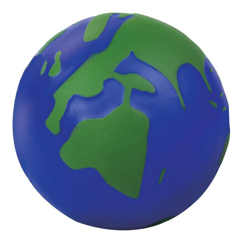 Promotional Globe Stress Toy in Dark Blue and Green Printed with Your Logo from Total Merchandise