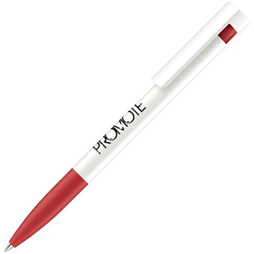 Liberty Basic Soft Grip Ballpens in White/Strawberry Red 186