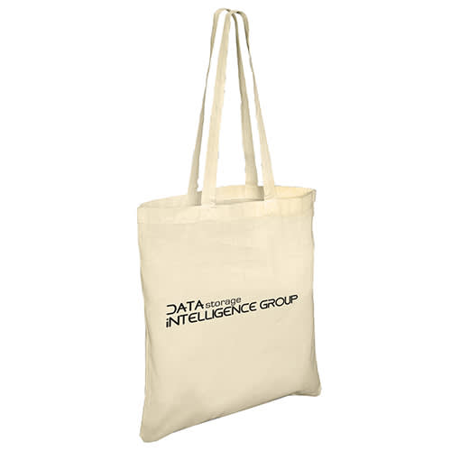 Branded Long Handle Portobello Cotton Bag in Natural Cotton Printed with a Logo by Total Merchandise