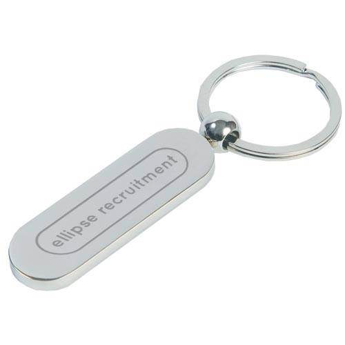 Promotional Metal Neptune Keyrings in Silver Colour with Engraved Logo by Total Merchandise