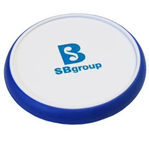 Promotional plastic Non Slip Coasters  in White/Blue printed with your logo by Total Merchandise