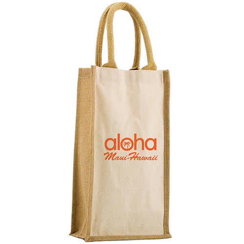 Custom Printed Salisbury 2 Bottle Bags in a Natural Colour with Printed Logo from Total Merchandise