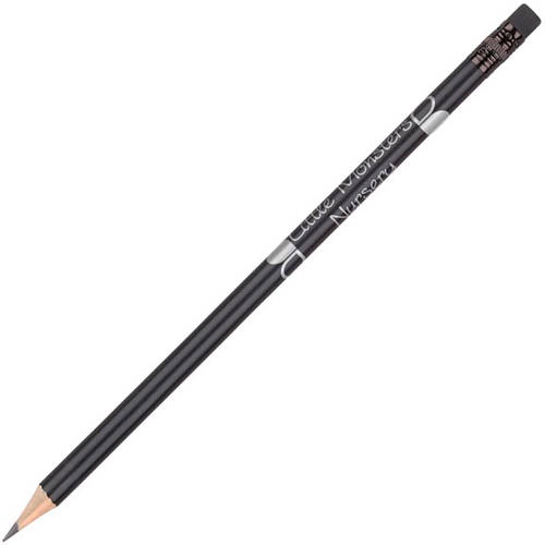 Custom Branded Shadow Pencils with Eraser in Black Printed with a Logo by Total Merchandise