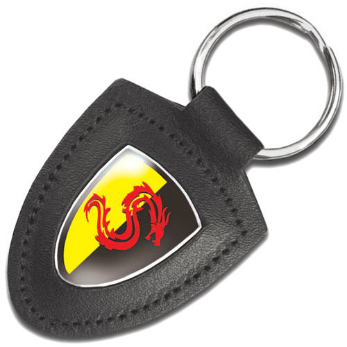 Promotional Templar Shield Leather Keyfobs in black from Total Merchandise