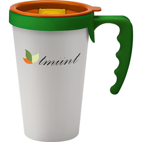 Custom Printed Universal Travel Mugs in White Printed with a Logo by Total Merchandise