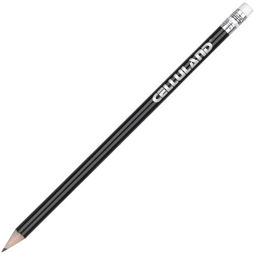 Promotional Argente Pencil With Eraser in Black Printed with a Logo by Total Merchandise