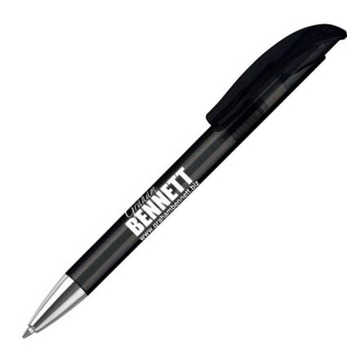 Promotional Senator Challenger XL Clear Pens in Deep Black with Printed Logo by Total Merchandise