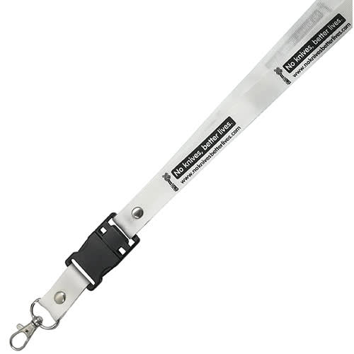 15mm Short Strap Release Lanyard in White