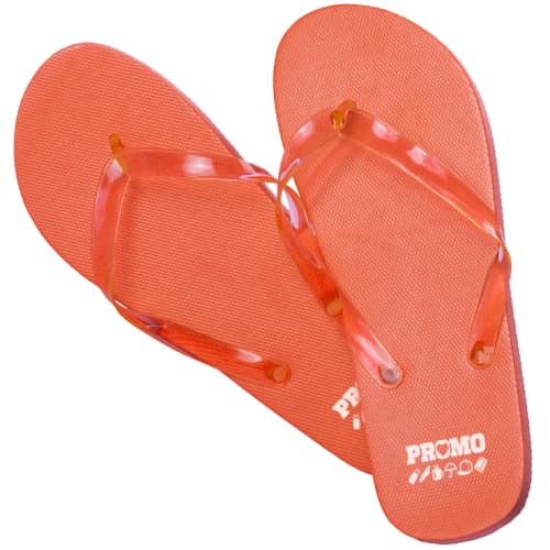 Promotional Flip Flops in Orange Branded with a Logo to the Heel by Total Merchandise