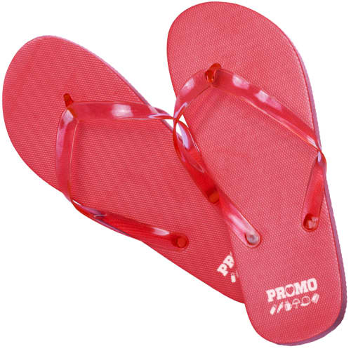 Corporate Branded Flip Flops in Red Branded with a Logo to the Heel by Total Merchandise