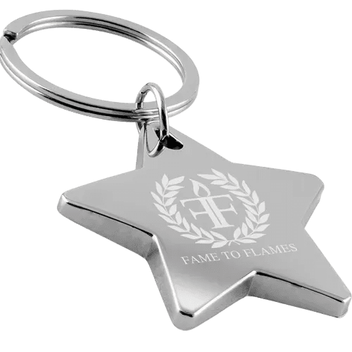 Metal Star Keyrings in Polished Chrome