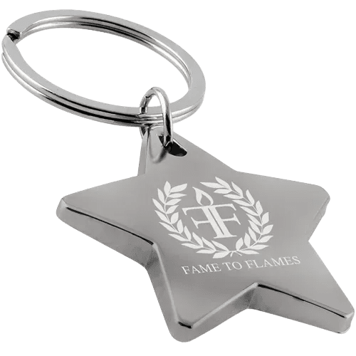 Metal Star Keyrings in Satin Silver