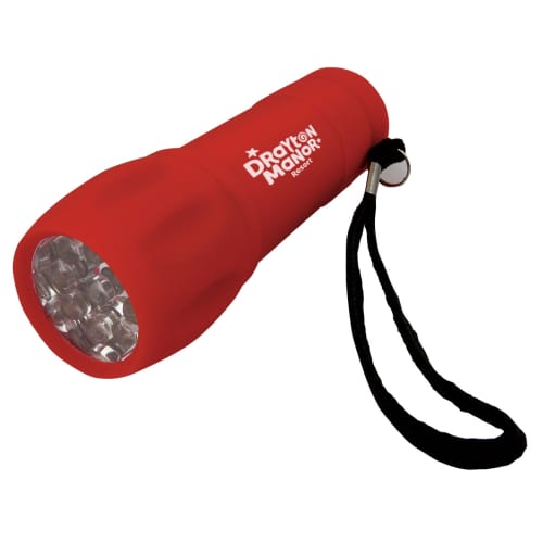 Promotional Soft Feel LED Torches available in red from Total Merchandise