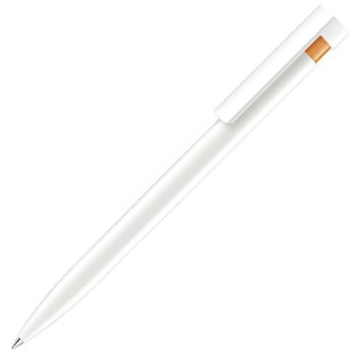 Corporate Branded Liberty Basic Ballpens in White/Orange from Total Merchandise