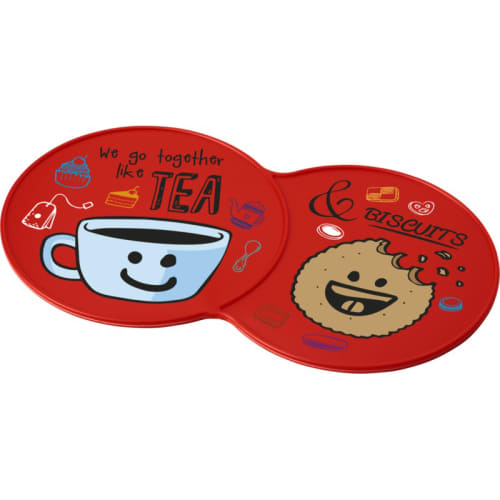 Red Branded Double Coasters Corporate Giveaways