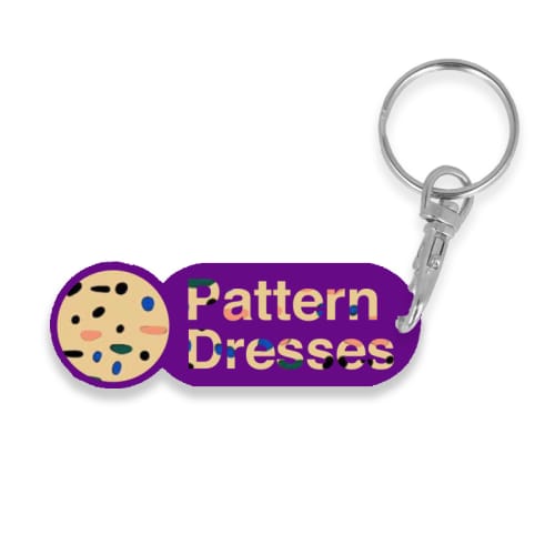 Oblong Trolley Token Stick Keyrings in Purple