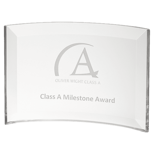 Personalised Medium Jade Glass Bevelled Crescent Awards for Corporate Gifts