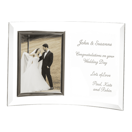 Personalised 4 x 6" Bevelled Glass Crescent Frames for Event Gifts