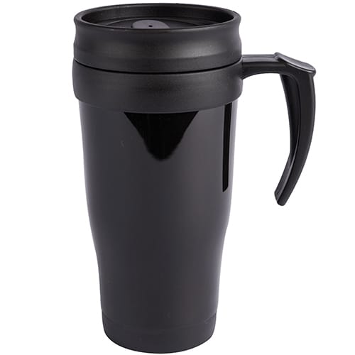 Promotional Travel Mugs in Black from Total Merchandise