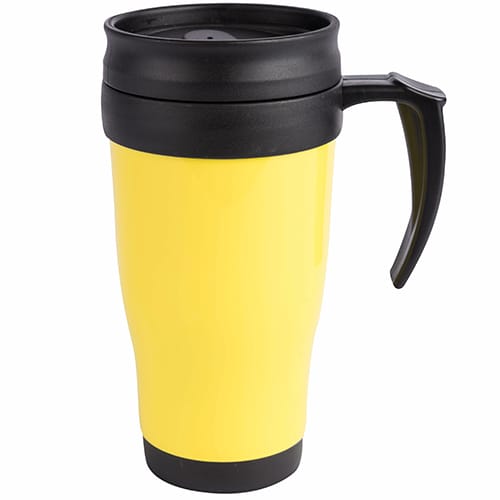 Promotional Thermo Travel Mugs in Yellow from Total Merchandise