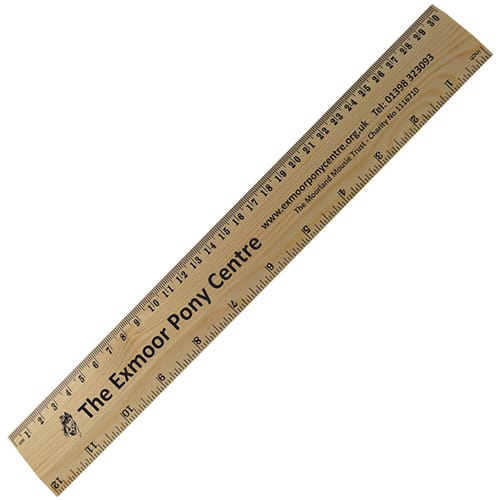 Promotional 30cm Wood Rulers with a company personalisation to 1 side from Total Merchandise