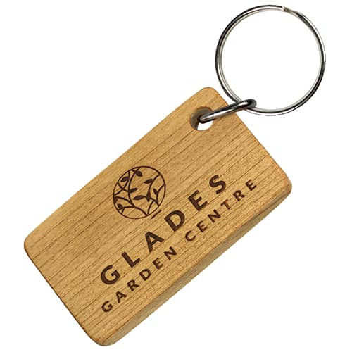 Custom Engraved Real Wood Keyrings Made in the UK from Cherry Wood by Total Merchandise