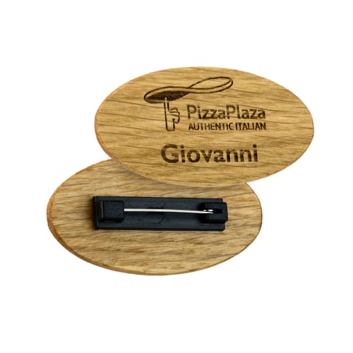 Promotional Real Wood Name Badges Printed with a Logo and Name by Total Merchandise