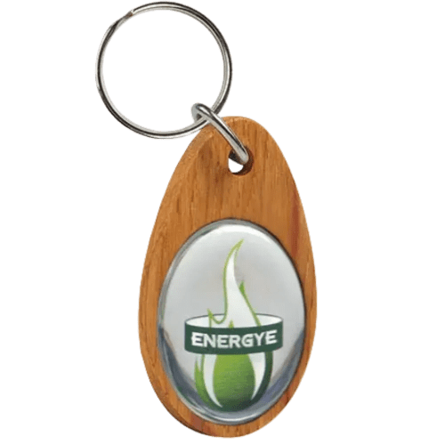 Real Wood Oval Keyrings in Cherry