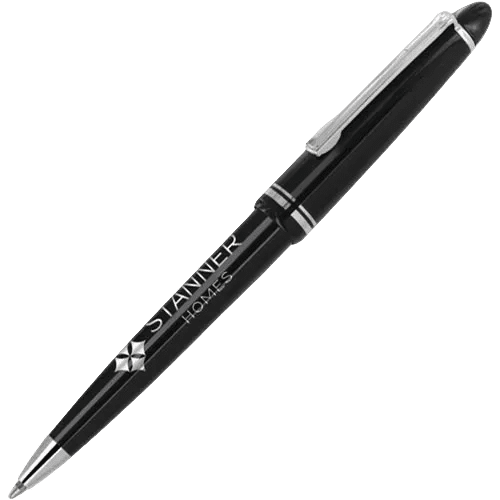 Promotional Alpine Chrome Trim Ballpens in Black Printed by Total Merchandise