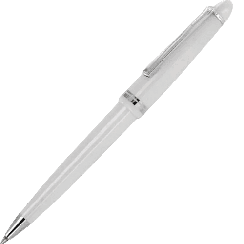 Custom Branded Alpine Chrome Trim Ballpens in White from Total Merchandise