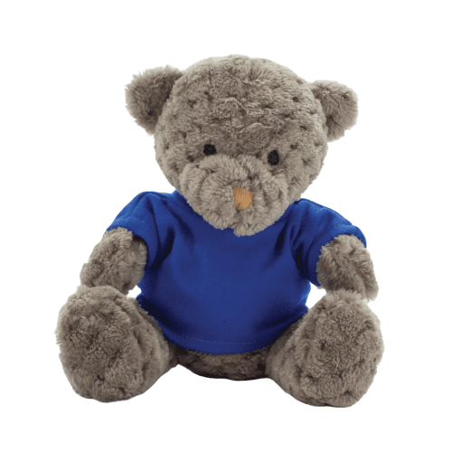 15cm Waffle Bear with T-Shirt in Grey/Royal Blue