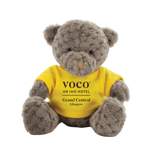 15cm Waffle Bear with T-Shirt in Grey/Yellow